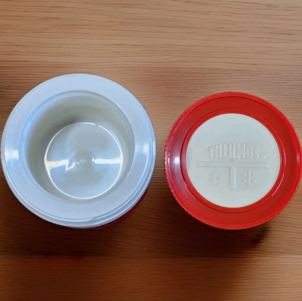 Vintage Thermos Brand Insulated Food Jars – 1970s Retro Mustard & Red